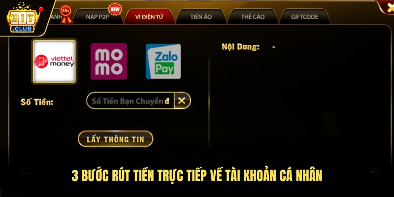 3 bước rút tiền trực tiếp về tài khoản cá nhân